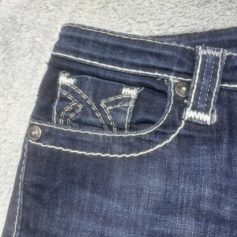 Big Star Miki Jeans Womens 31R (36x32) Blue Denim Distressed Bootcut Low Rise - Picture 13 of 16